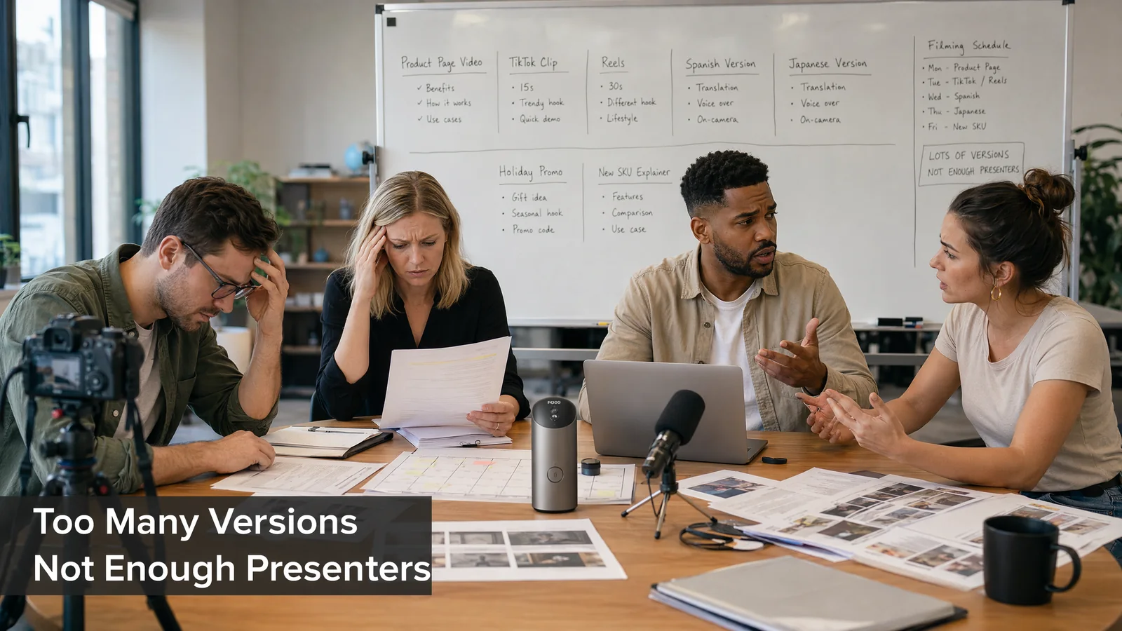 Ecommerce team planning too many presenter video versions without enough presenters