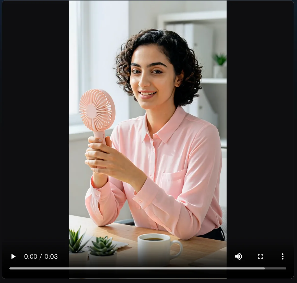 Screenshot of an AI product presenter video preview