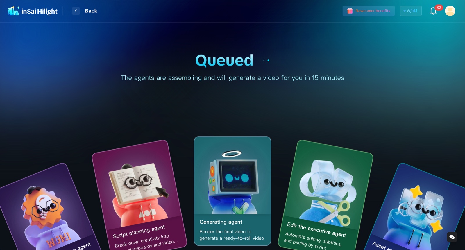 Hilight Smart Video queue screen after submitting a promotional video project
